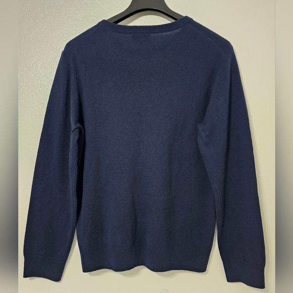 Quince 100% Mongolian Cashmere Crewneck Sweater Navy Blue Size L Luxury Minimali - Picture 3 of 6